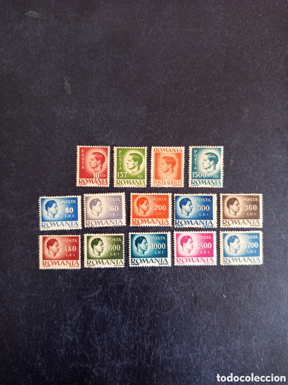 Sellos: Ruman&iacute;a, 1946. Rey Miguel I. Pedido m&iacute;nimo 3 &euro;. Ver fotos. El lote es el que se muestra
