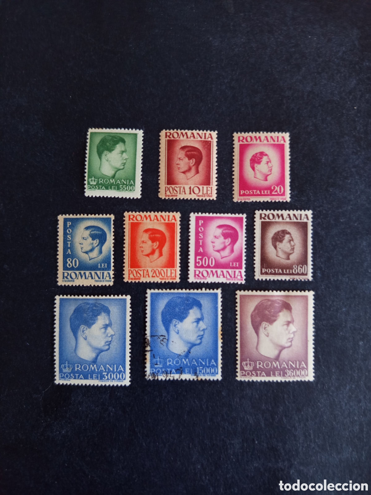 Sellos: Ruman&iacute;a, 1947. Rey Miguel I. Pedido m&iacute;nimo 3 &euro;. Ver fotos. El lote es el que se muestra