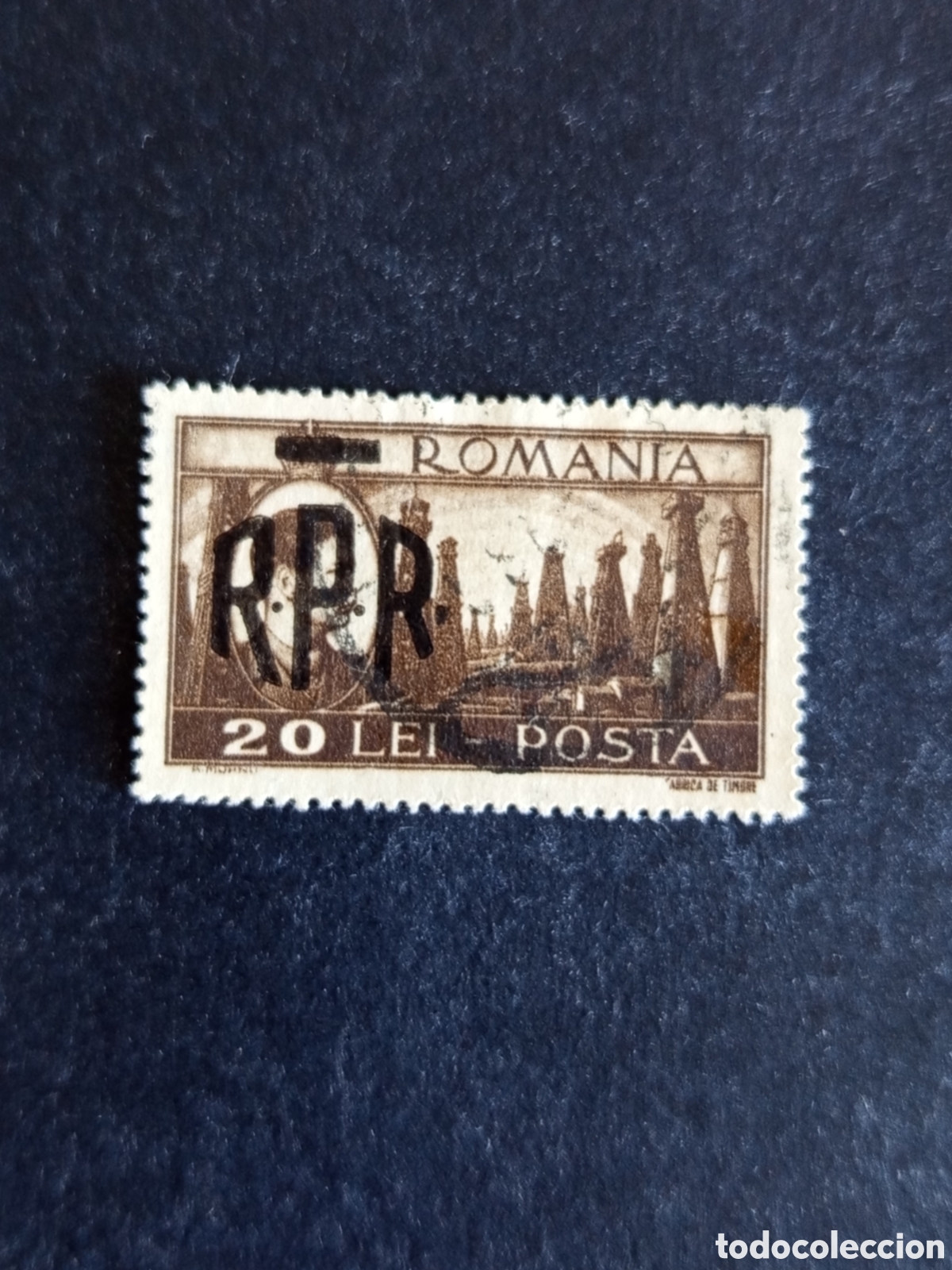 Sellos: Ruman&iacute;a, 1948. Sondeos petrol&iacute;feros . Rey Miguel I. Yv. 1018 sobrecargado. Pedido m&iacute;nimo 3 &euro;.