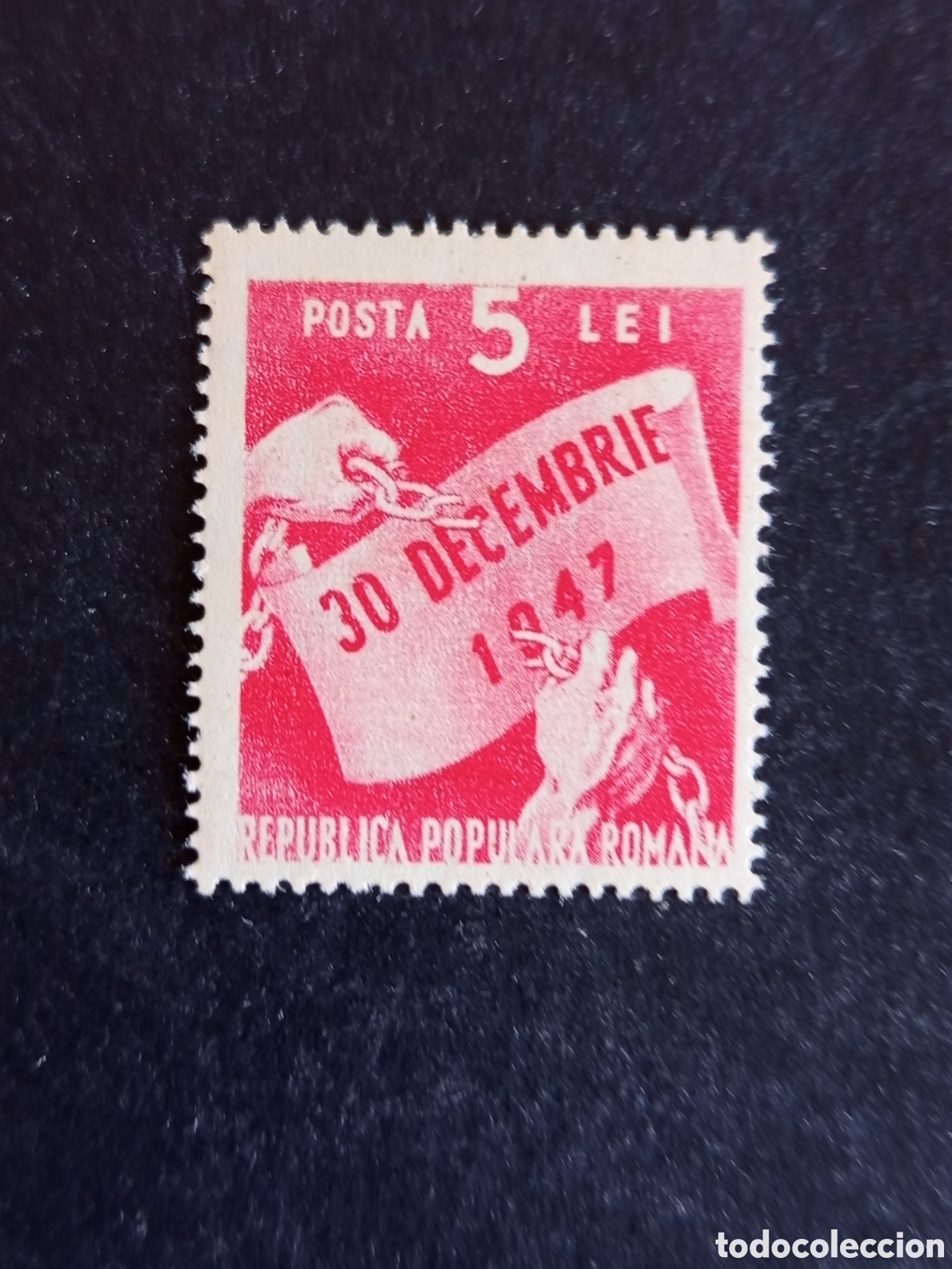 Sellos: Ruman&iacute;a, 1948. Aniversario Rep&uacute;blica Popular. Yv. 1071. Serie completa. Pedido m&iacute;nimo 3 &euro;.Ver fotos