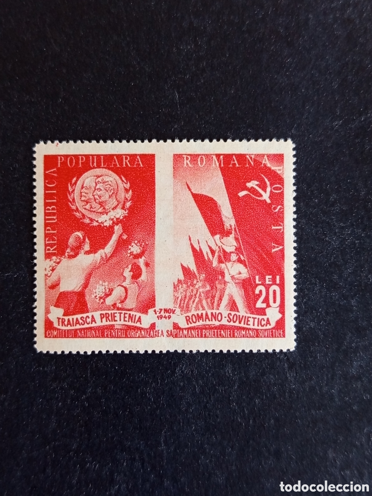Sellos: Ruman&iacute;a, 1949. Amistad Rusa Rumana. Yv. 1084. Serie completa. Pedido m&iacute;nimo 3 &euro;. Ver fotos.