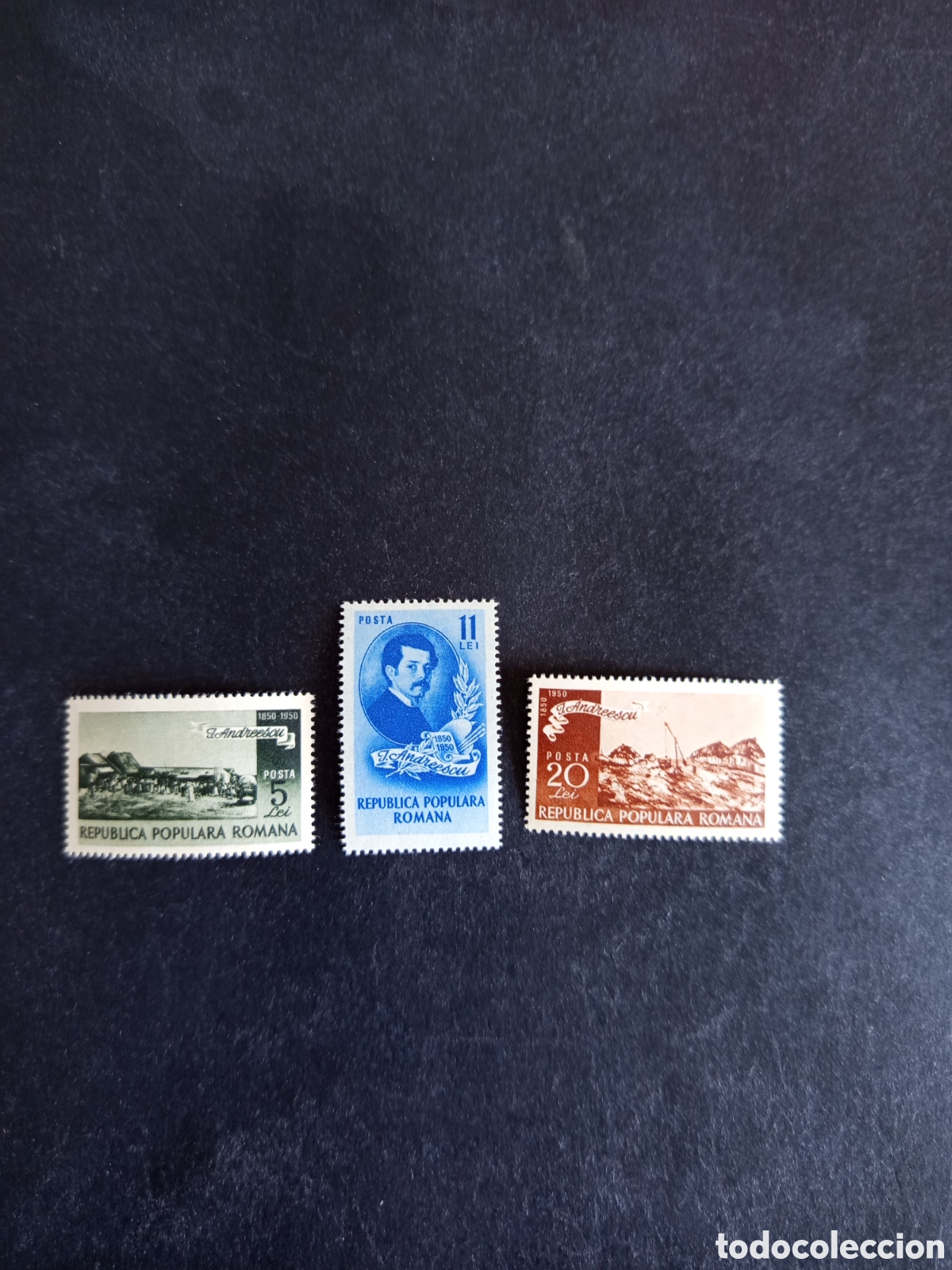 Sellos: Ruman&iacute;a, 1950. Ion Andreescu, pintor. Yv. 1095/7. Serie completa. Pedido m&iacute;nimo 3 &euro;. Ver fotos.