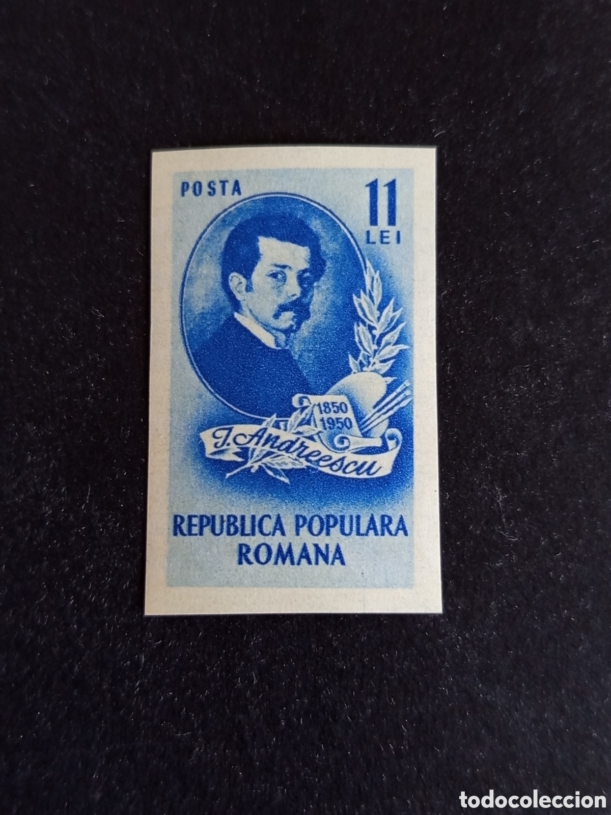 Sellos: Ruman&iacute;a, 1950. Ion Andreescu, pintor. Autorretrato. Yv. 1096, sin dentar. Pedido m&iacute;nimo 3 &euro;.