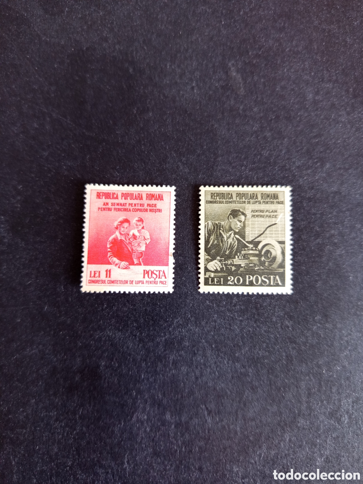 Sellos: Ruman&iacute;a, 1950. Madre y obrero. Yv. 1126/7. Serie completa. Pedido m&iacute;nimo 3 &euro;. Ver fotos. El lote es