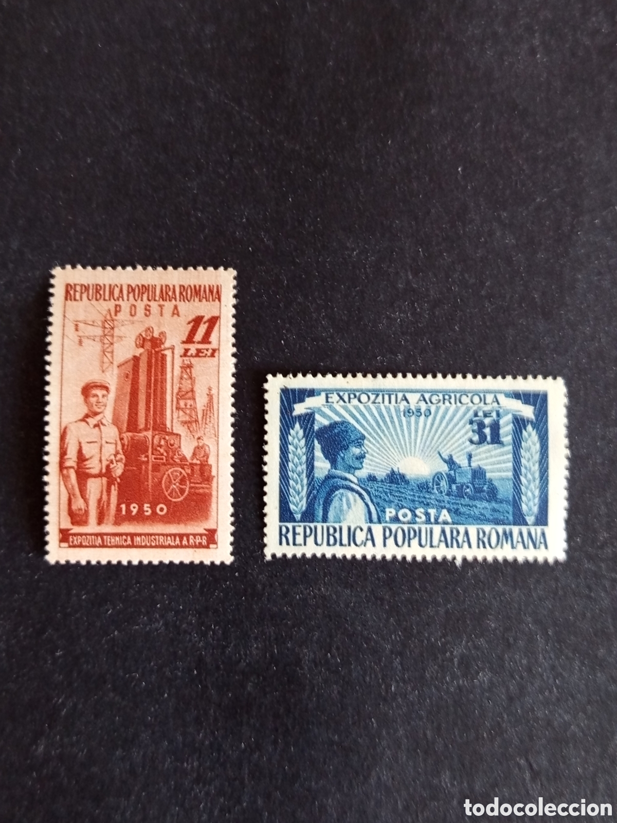 Sellos: Ruman&iacute;a, 1951. Industria y agricultura. Yv. 1140/1. Serie completa. Pedido m&iacute;nimo 3 &euro;. Ver fotos.