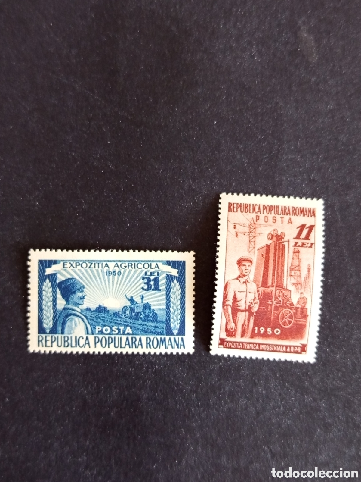 Sellos: Ruman&iacute;a, 1951. Industria y agricultura. Yv. 1140/1. Serie completa. Pedido m&iacute;nimo 3 &euro;. Ver fotos.