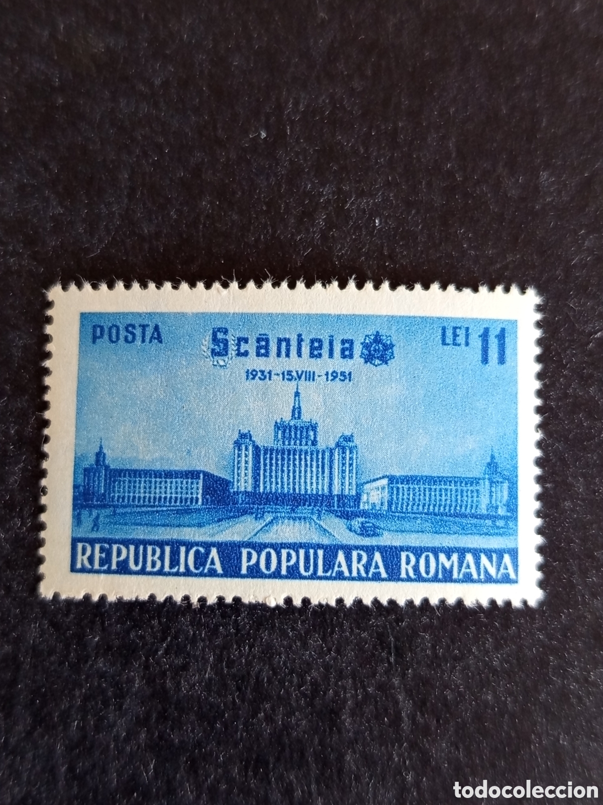 Sellos: Ruman&iacute;a, 1951. Peri&oacute;dico Scantela. Edificio. . Yv. 1160. Serie completa. Pedido m&iacute;nimo 3 &euro;. Ver foto