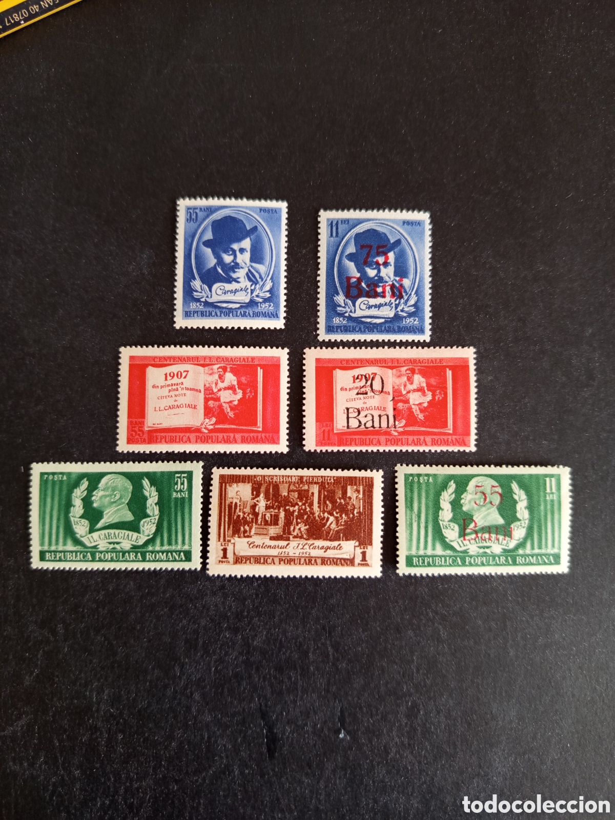 Sellos: Ruman&iacute;a, 1952. Ion L. Caragiale, dramaturgo.Yv. 1202/8. Serie completa. Pedido m&iacute;nimo 3 &euro;. Ver fotos