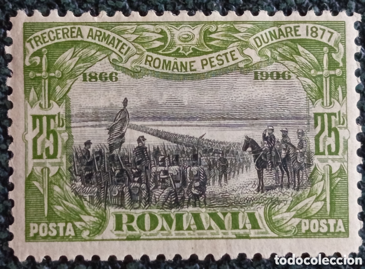 Sellos: Ruman&iacute;a 1906 Sello Cruce del Danubio 25b Carol I Scott 181a MH