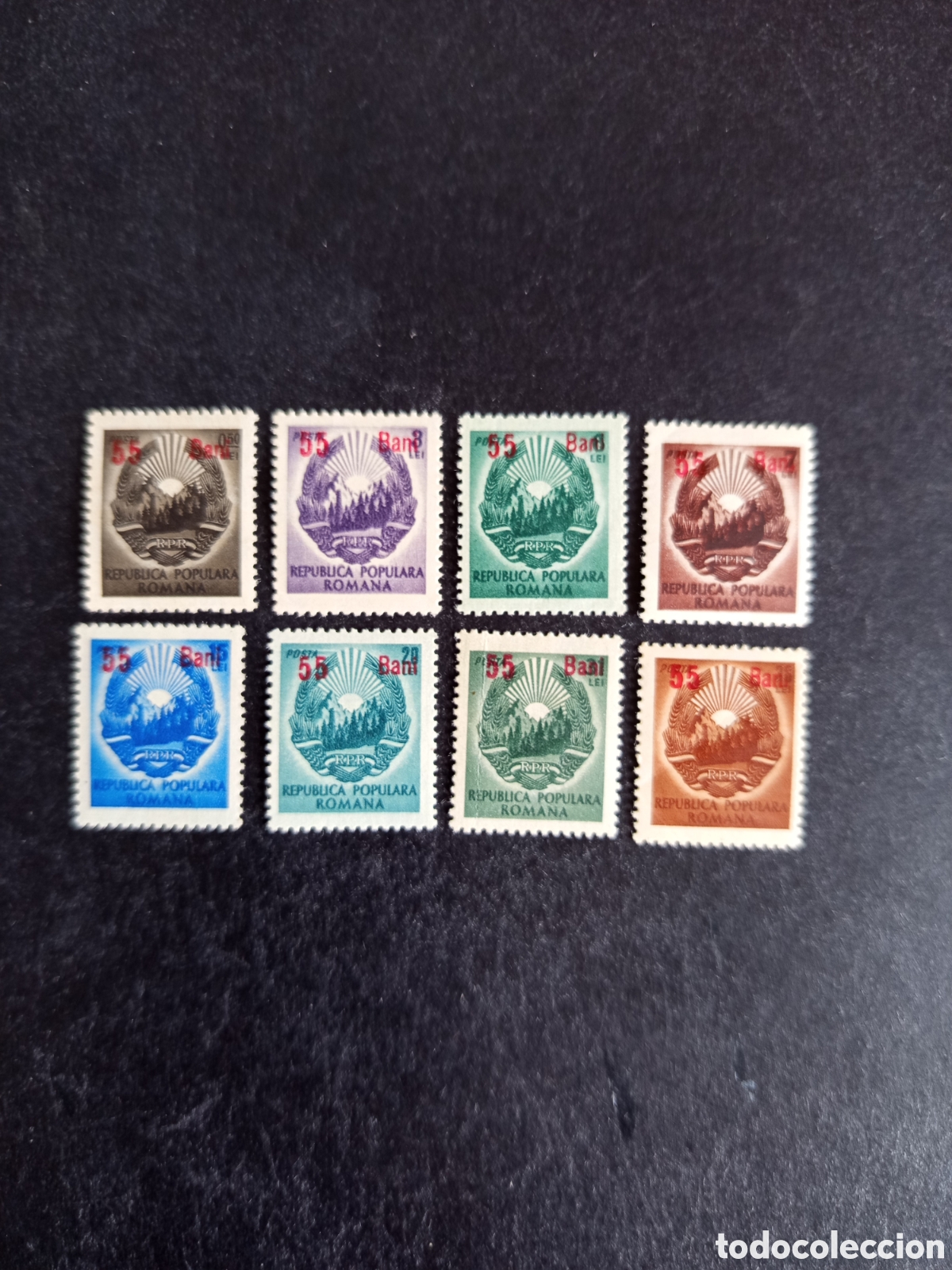 Sellos: Ruman&iacute;a, 1952. Escudo de armas. Yv 1182/9 Serie completa sobrecarga. Pedido m&iacute;nimo 3 &euro;. Ver fotos.