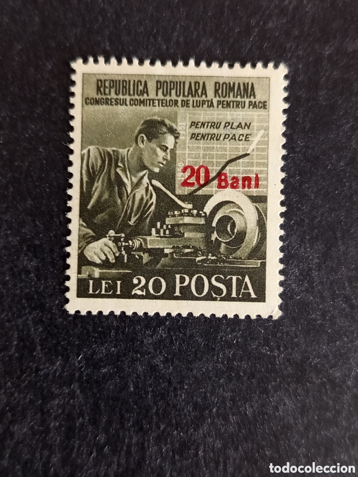 Sellos: Ruman&iacute;a, 1952. Operario. Yv 1233. Serie completa sobrecarga. Pedido m&iacute;nimo 3 &euro;. Ver fotos.