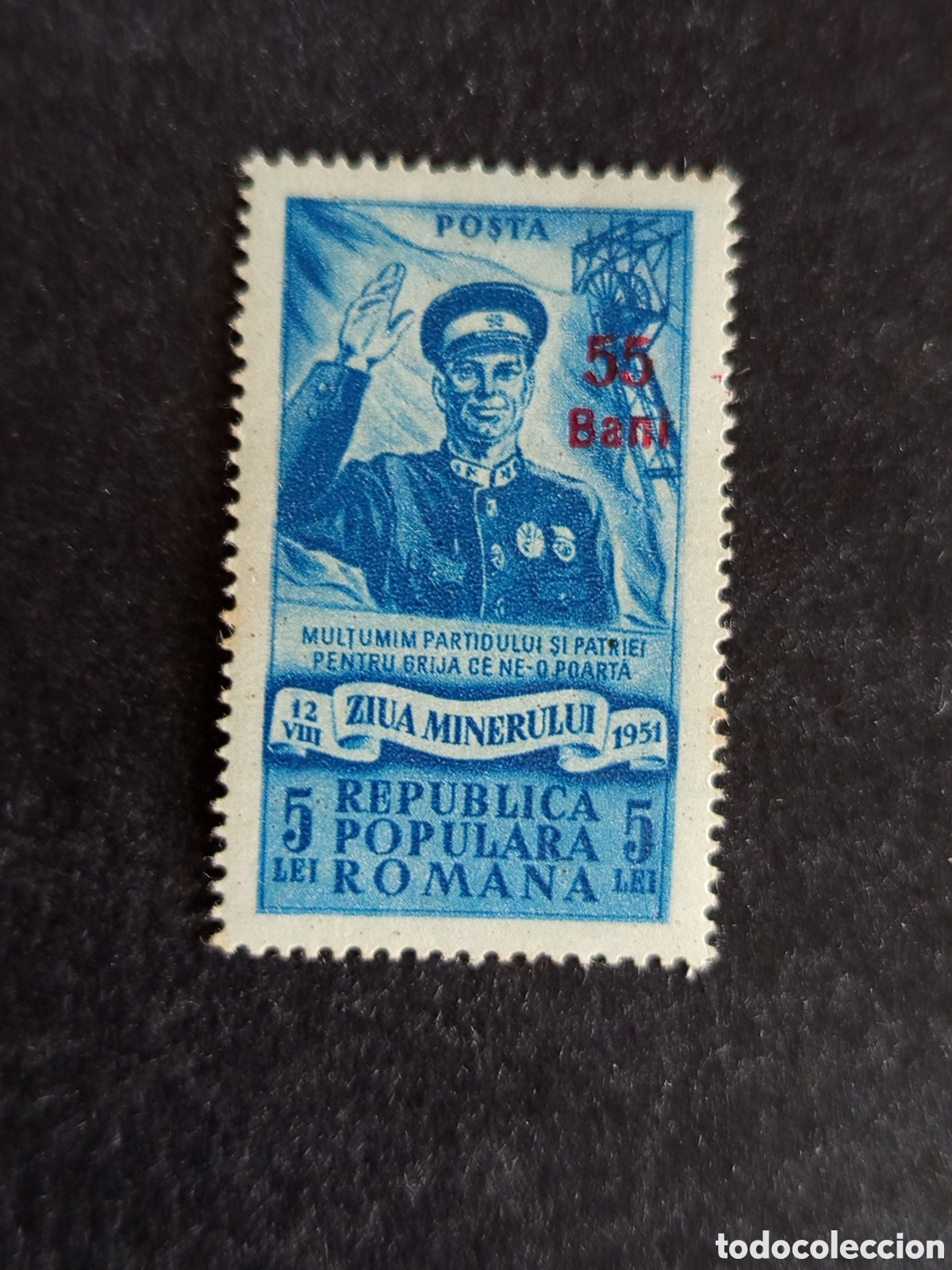Sellos: Ruman&iacute;a, 1952. D&iacute;a del minero. Yv 1251. Serie completa sobrecarga. Pedido m&iacute;nimo 3 &euro;. Ver fotos.