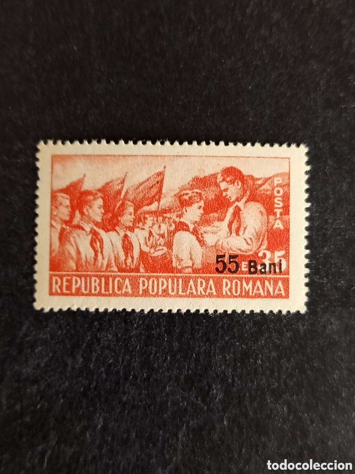 Sellos: Ruman&iacute;a, 1952. J&oacute;venes pioneros. Yv 1249. Serie completa sobrecarga. Pedido m&iacute;nimo 3 &euro;. Ver fotos.