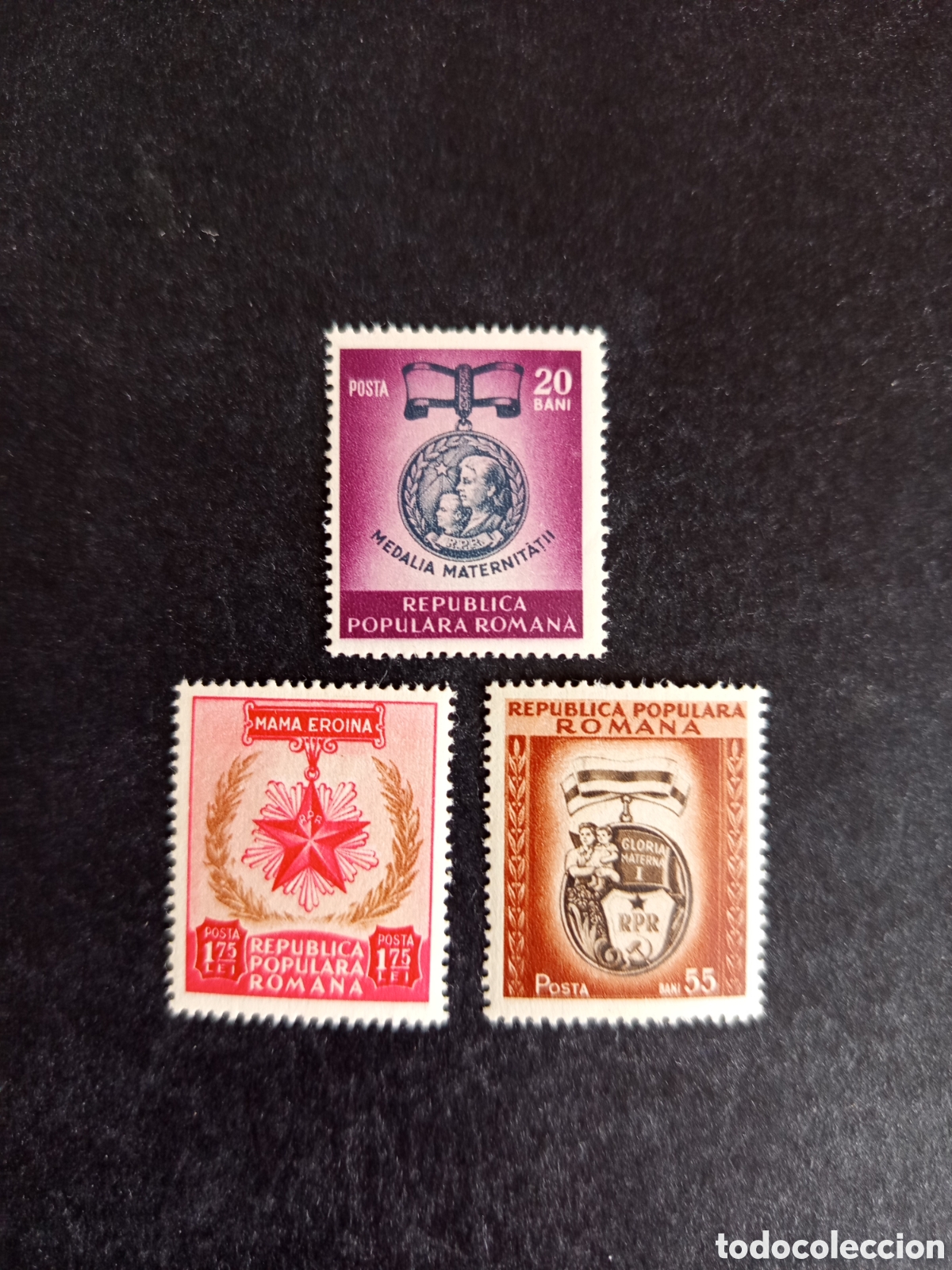 Sellos: Ruman&iacute;a, 1952. D&iacute;a internacional de la mujer.Medallas. Yv. 1212/4. Serie completa. Pedido m&iacute;nimo 3 &euro;