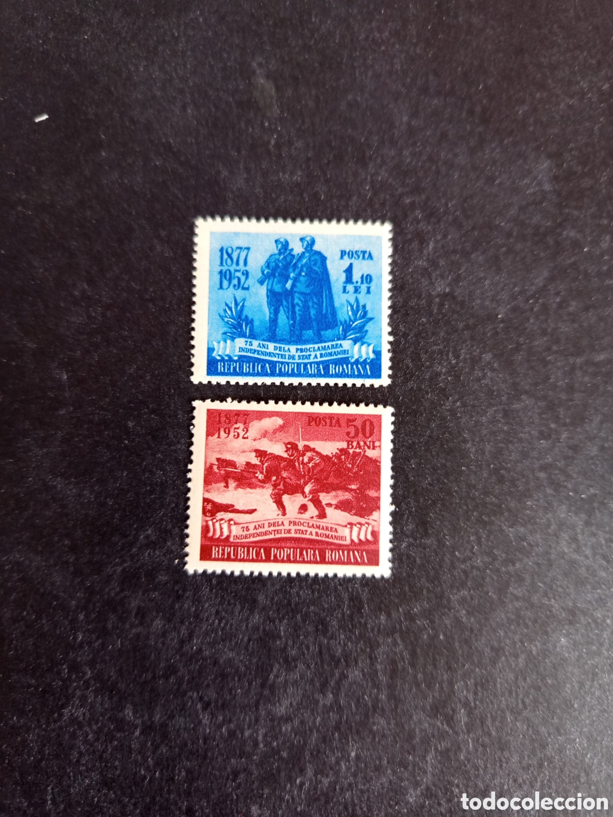 Sellos: Ruman&iacute;a, 1952. 75 Aniversario Independencia. Yv. 1262/3. Serie completa. Pedido m&iacute;nimo 3 &euro;. Ver foto