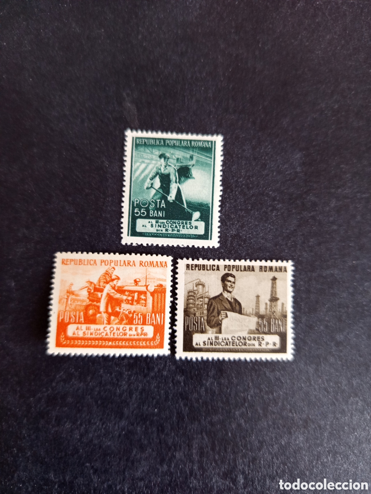 Sellos: Ruman&iacute;a, 1953. Congreso Sindicato. Obreros. Yv. 1290/2. Serie completa. Pedido m&iacute;nimo 3 &euro;. Ver fotos