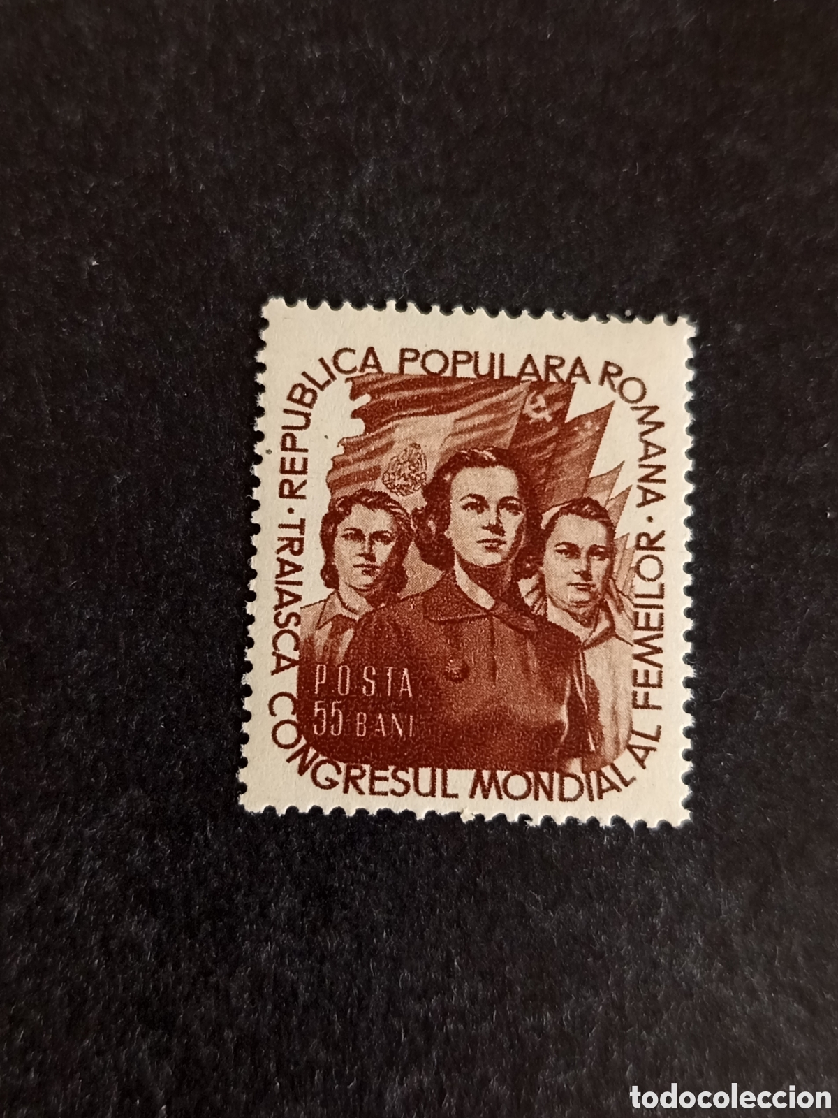 Sellos: Ruman&iacute;a, 1953. Bandera y mujeres. Yv. 1307. Serie completa. Pedido m&iacute;nimo 3 &euro;. Ver fotos.