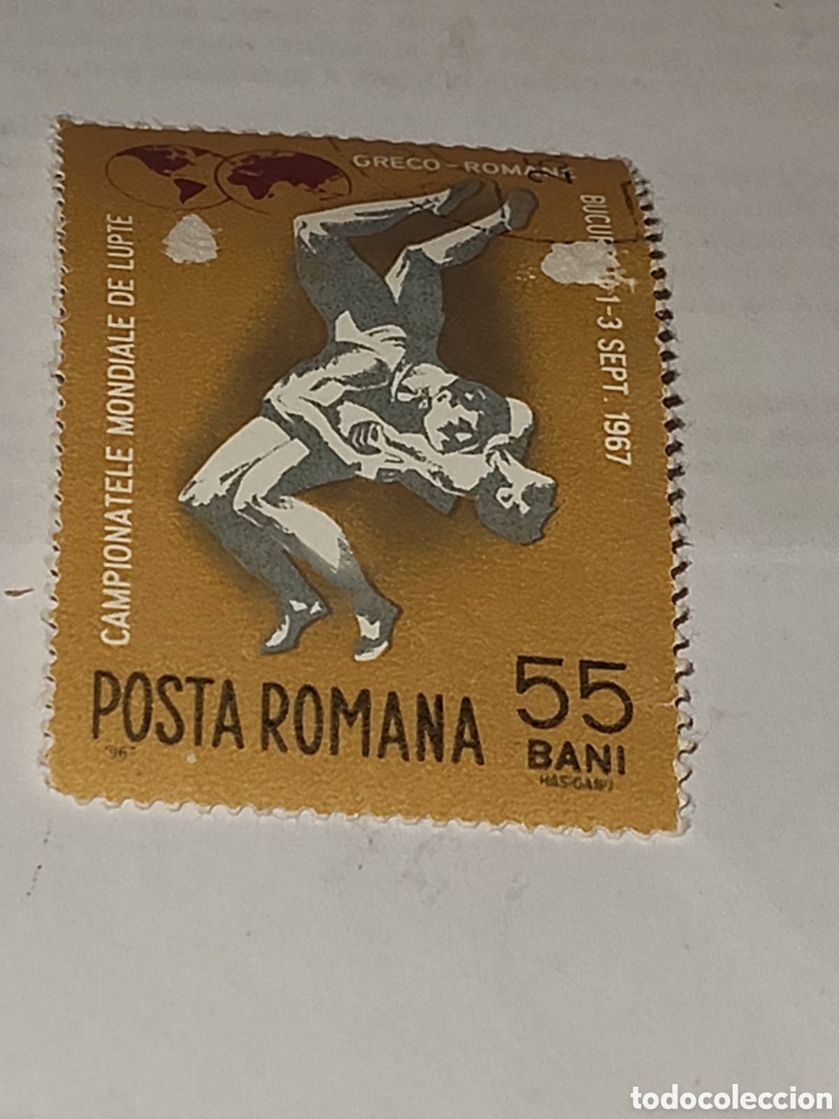 Sellos: Sello de Ruman&iacute;a campeonato mundial de lucha Grecorromana Bucarest 1967