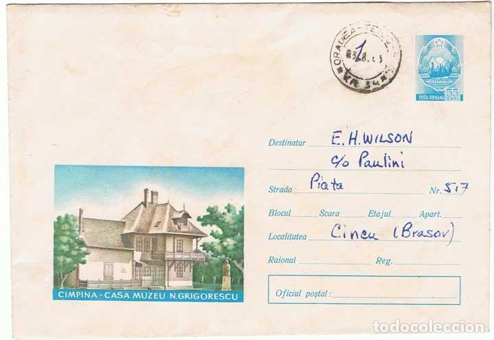 Sellos: Ruman&iacute;a. Sobre prepagado 55 Bani. Cimpina Casa Muzeu N. Grigorescu. Circulado