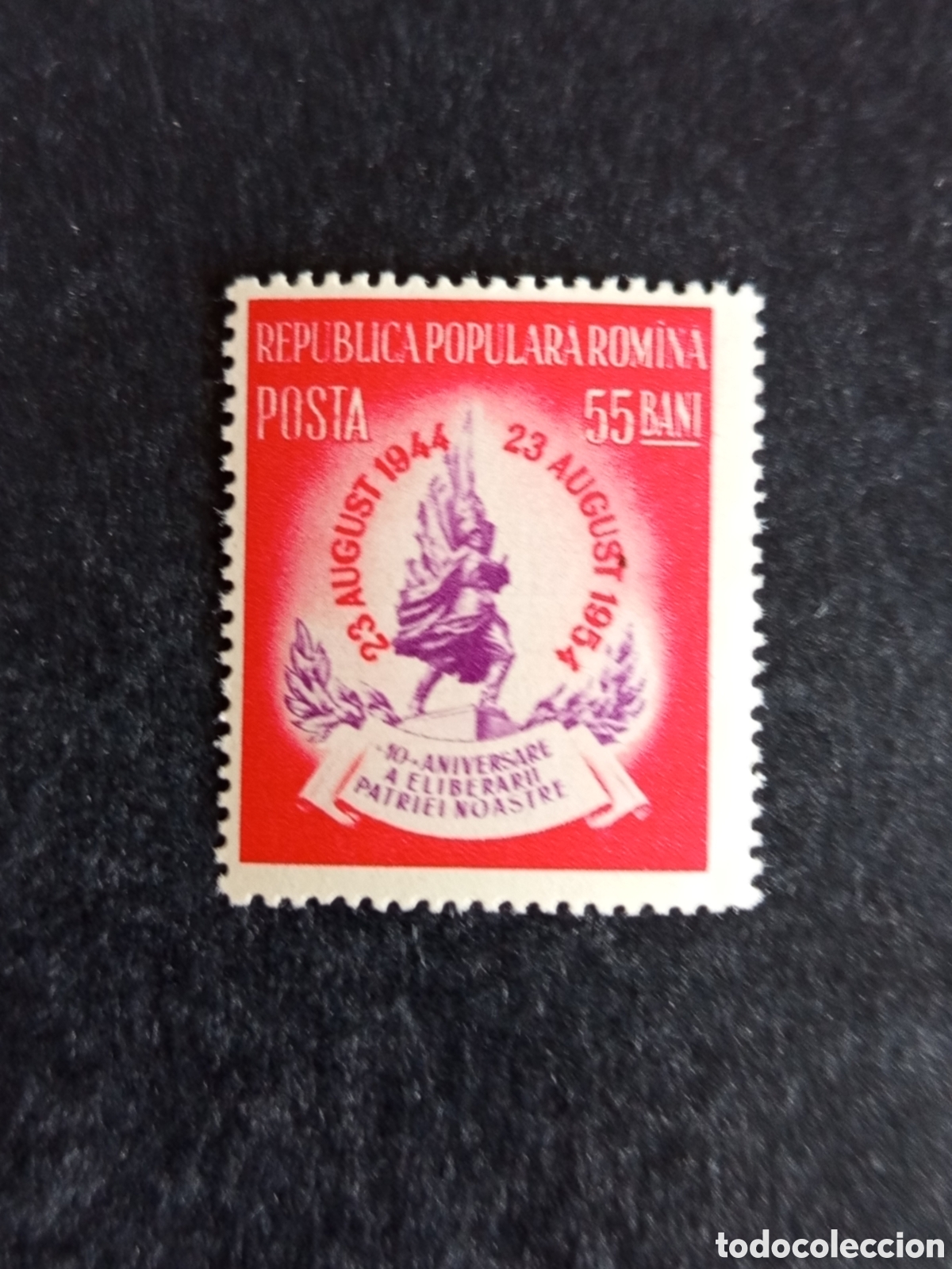 Sellos: Ruman&iacute;a, 1954. 10 Aniversario Liberaci&oacute;n. Yv 1355. Serie completa. Pedido m&iacute;nimo 3 &euro;. Ver fotos.