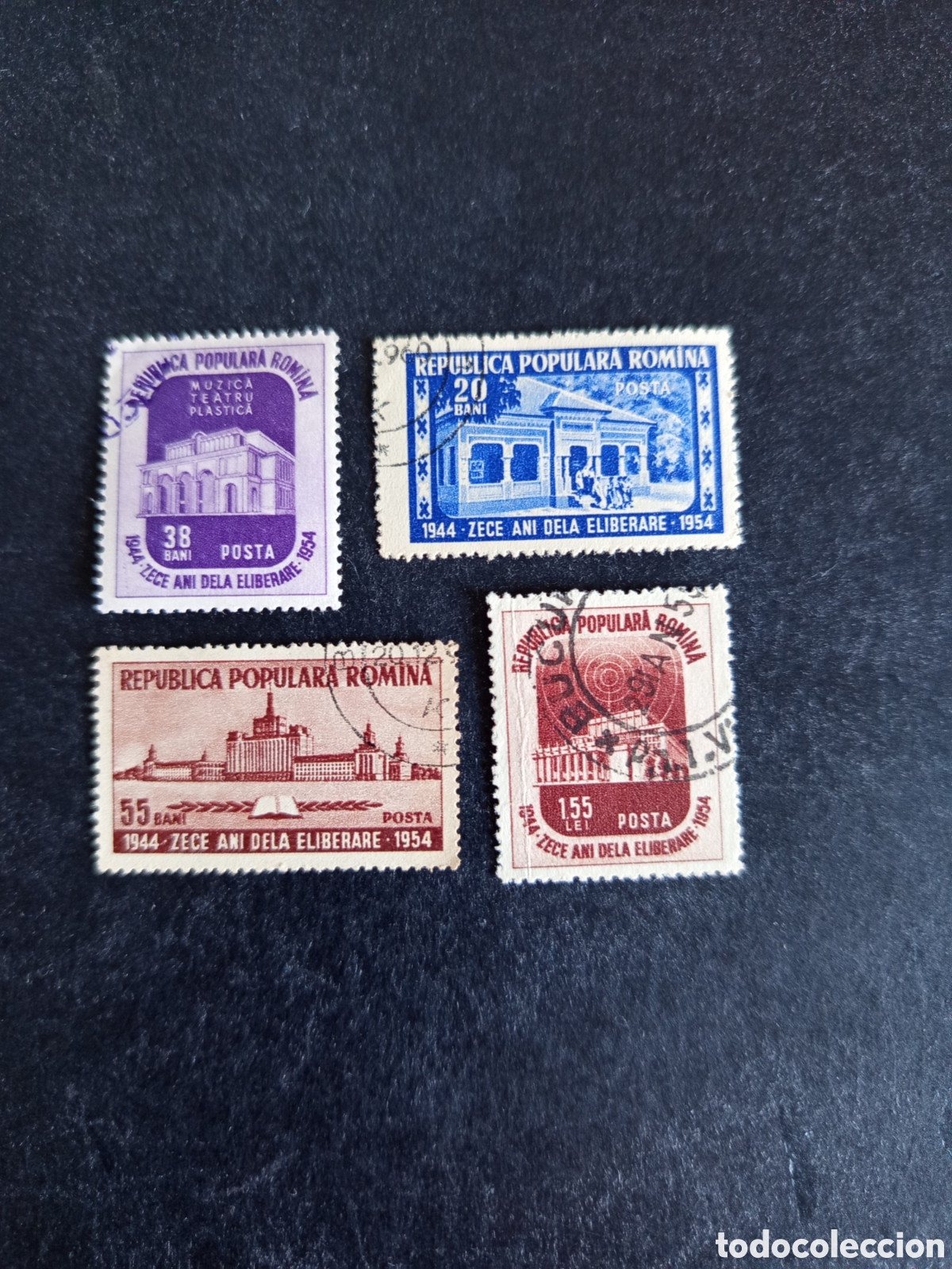 Sellos: Ruman&iacute;a, 1954. Entidades culturales. Yv 1357/60. Serie completa. Pedido m&iacute;nimo 3 &euro;. Ver fotos.