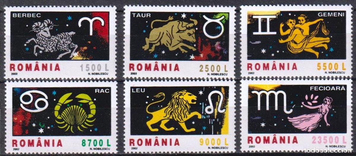 Sellos: RUMANIA 2002 6 STAMPS MNH SIGNOS DEL ZODIACO ZODIAC SIGNS SIGNES DU ZODIAQUE SEGNI ZODIACALI