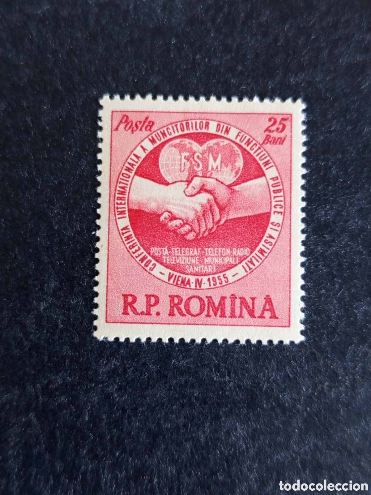 Sellos: Ruman&iacute;a, 1955. Congreso Sindical. Yv 1373. Serie completa. Pedido m&iacute;nimo 3 &euro;. Ver fotos.