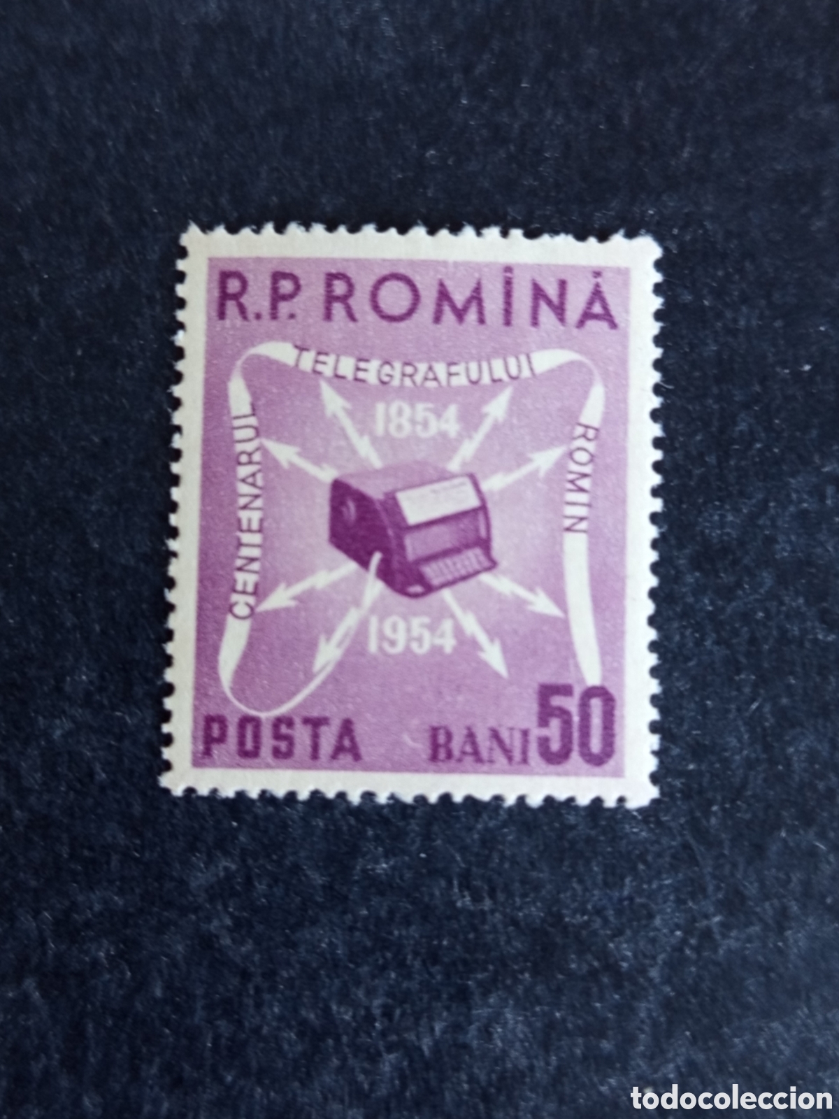 Sellos: Ruman&iacute;a, 1955. Centenario del Tel&eacute;grafo. Yv 1369. Serie completa. Pedido m&iacute;nimo 3 &euro;. Ver fotos.