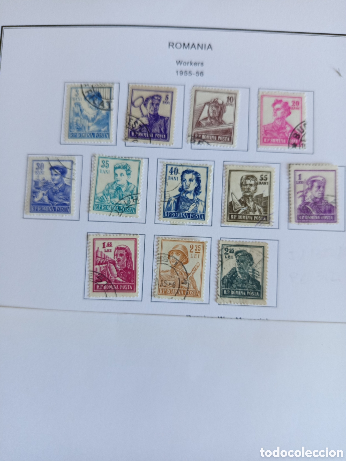 Sellos: Ruman&iacute;a, 1955. Trabajadores. Obreros. Yv 1382/93. Serie completa. Pedido m&iacute;nimo 3 &euro;. Ver fotos.