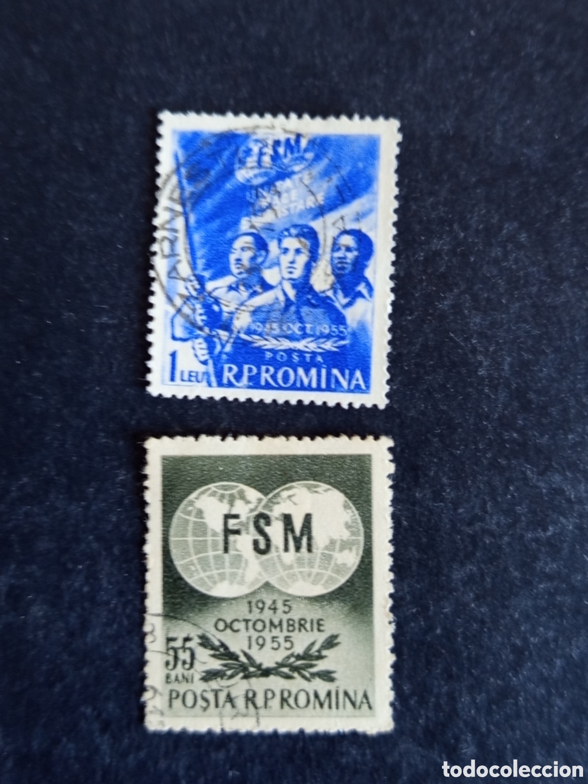 Sellos: Ruman&iacute;a,1955. Sindicatos. Yv 1412/3. Serie completa. Pedido m&iacute;nimo 3 &euro;. Ver fotos.
