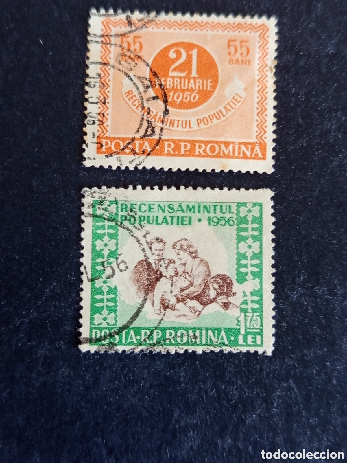 Sellos: Ruman&iacute;a,1956. Censo Nacional. Yv 1436/7. Serie completa. Pedido m&iacute;nimo 3 &euro;. Ver fotos.