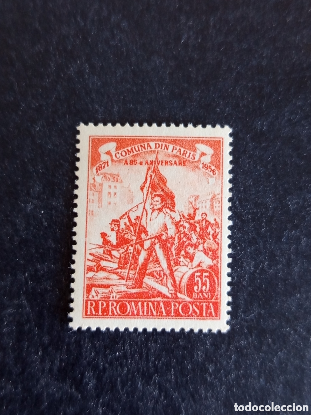 Sellos: Ruman&iacute;a,1956. Barricadas en Paris. Yv 1450. Serie completa. Pedido m&iacute;nimo 3 &euro;. Ver fotos.