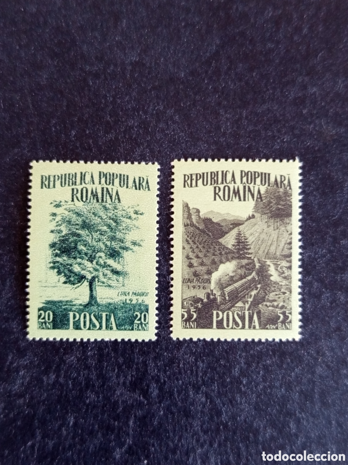 Sellos: Ruman&iacute;a, 1956. Mes del monte y la selva. Yv 1451/2. Serie completa. Pedido m&iacute;nimo 3 &euro;. Ver fotos.