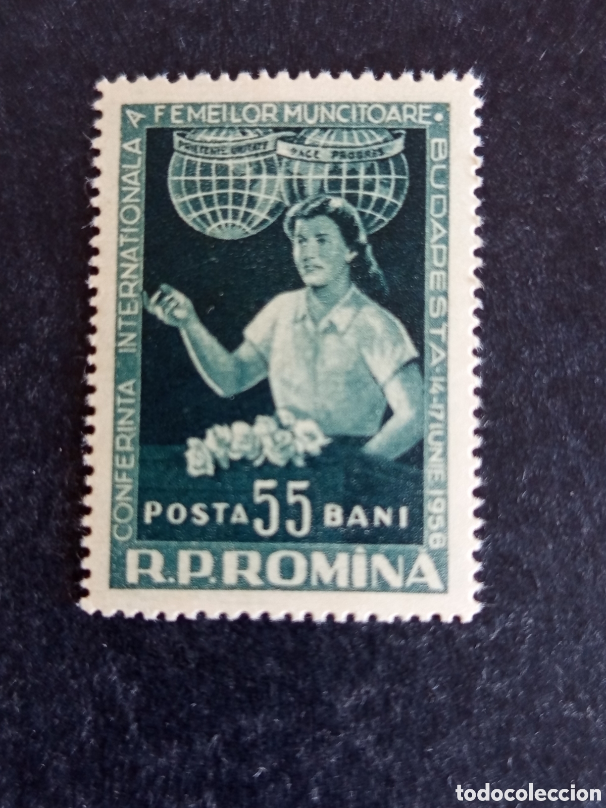 Sellos: Ruman&iacute;a, 1956. Congreso Mujeres Trabajadoras. Yv 1456. Serie completa. Pedido m&iacute;nimo 3 &euro;. Ver fotos.