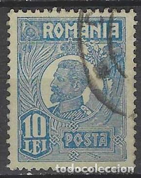Sellos: RUMAN&Iacute;A 1920-27 - REY FERDINAND I, 10 L AZUL - USADO