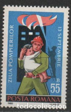 Sellos: RUMANIA IVERT N&ordm; 3296, DIA DEL BOMBERO, NUEVO **