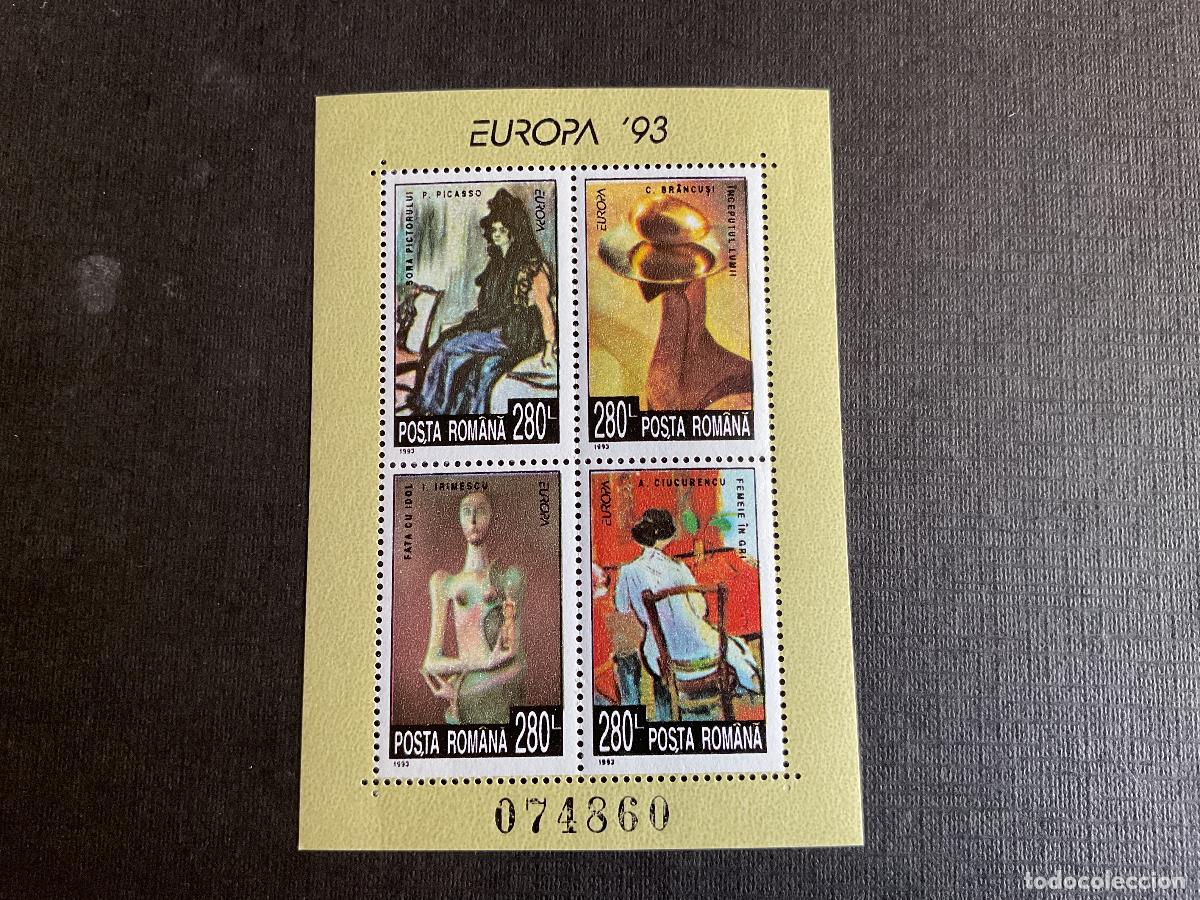 Sellos: RUMANIA N&ordm; YVERT HB 228*** A&Ntilde;O 1993. EUROPA. PINTURA