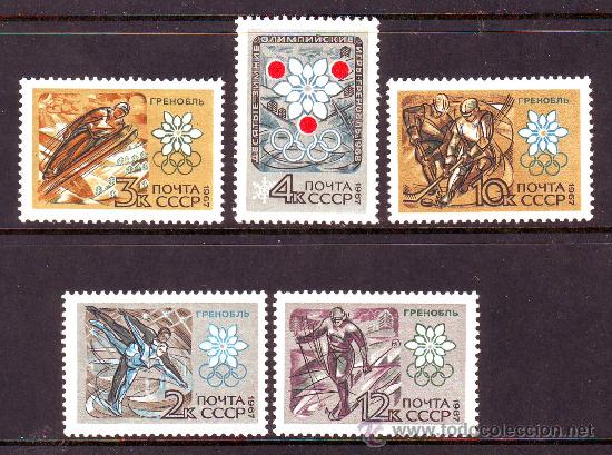 Sellos: RUSIA***.A&Ntilde;O 1967.YVERT 3272/3276.JUEGOS OLIMPICOS GRENOBLE