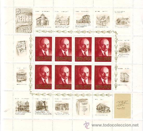 Selos: RUSIA***.A&Ntilde;O 1970.YVERT NR.3617.PERSONAJES.LENIN.MINIPLIEGO