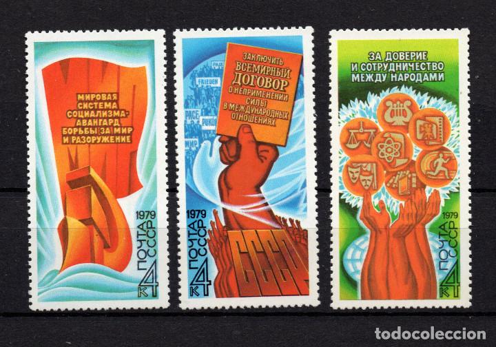 Sellos: RUSIA 4646/48** - A&Ntilde;O 1979 - PROGRAMA DE PAZ - Foto 1