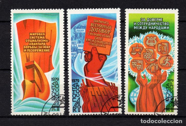 Sellos: RUSIA 4646/48 - A&Ntilde;O 1979 - PROGRAMA DE PAZ - Foto 1