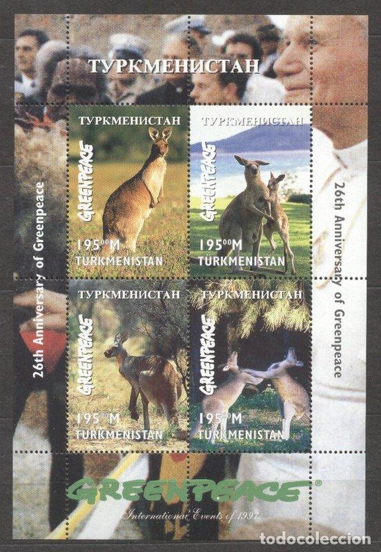 Briefmarken: Turkmenistan 1997 Animals, Kangaroos, Greenpeace, block, MNH     S.021