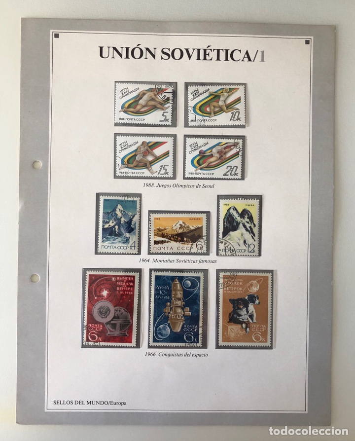 Selos: Hoja clasificadora con sellos de URSS- 1966-1988