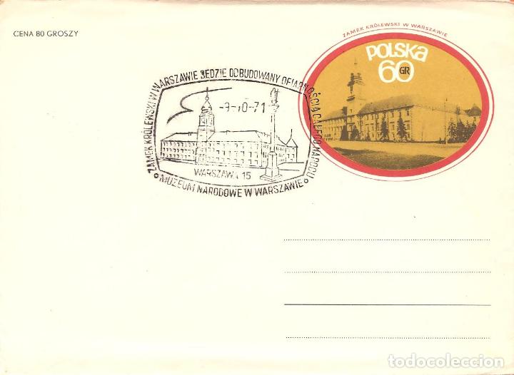 Timbres: SOBRE ENTERO POSTAL MATASELLADO, VARSOVIA-POLONIA, CASTILLO DE KROLEWSKI VARSOVIA, 1971