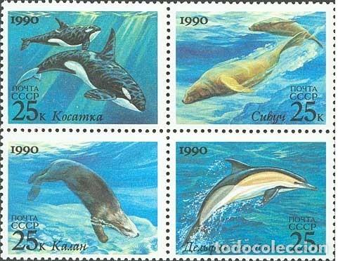 Timbres: &iexcl;&iexcl;OCASI&Oacute;N!! RUSIA URSS 1990 RESTO COLECCI&Oacute;N MNH** Mam&iacute;feros marinos. 6063-6066