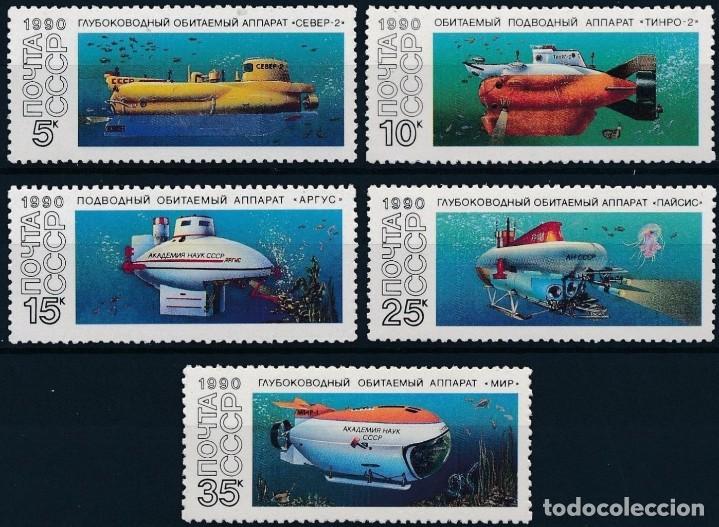 Timbres: &iexcl;&iexcl;OCASI&Oacute;N!! RUSIA URSS 1990 RESTO COLECCI&Oacute;N MNH** Submarinos de investigaci&oacute;n. 5799-5803