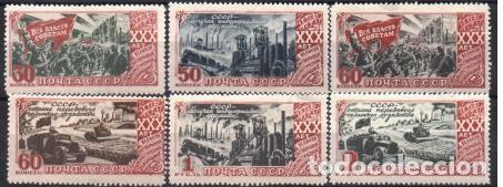 Sellos: &iexcl;&iexcl;OCASI&Oacute;N!! RUSIA URSS 1947 RESTO COLECCI&Oacute;N MNH 30&ordm; Aniv, revoluci&oacute;n rusa de octubre.Dentados