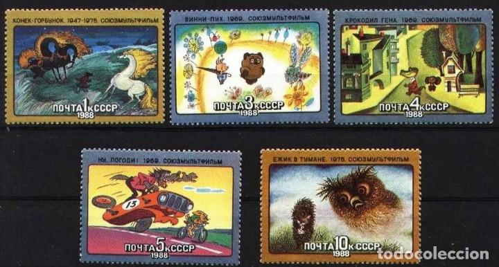 Sellos: &iexcl;&iexcl;OCASI&Oacute;N!! RUSIA URSS 1988 RESTO COLECCI&Oacute;N MNH**Pel&iacute;culas de dibujos animados sovi&eacute;ticas. 5798-5802