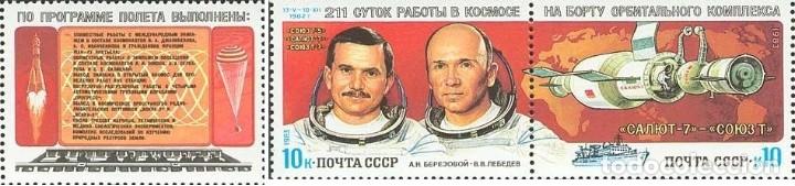 Sellos: &iexcl;&iexcl;OCASI&Oacute;N!! RUSIA URSS 1983 RESTO COLECCI&Oacute;N CTO Investigaci&oacute;n espacial por &rdquo;Salyut-7&rdquo; - &rdquo;Soyuz-T&rdquo;.