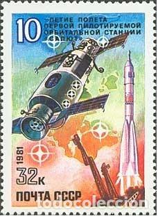 Timbres: &iexcl;&iexcl;OCASI&Oacute;N!! RUSIA URSS 1981 RESTO COLECCI&Oacute;N MNH**10&ordm; Aniversario de la Primera Estaci&oacute;n Espacial Tri